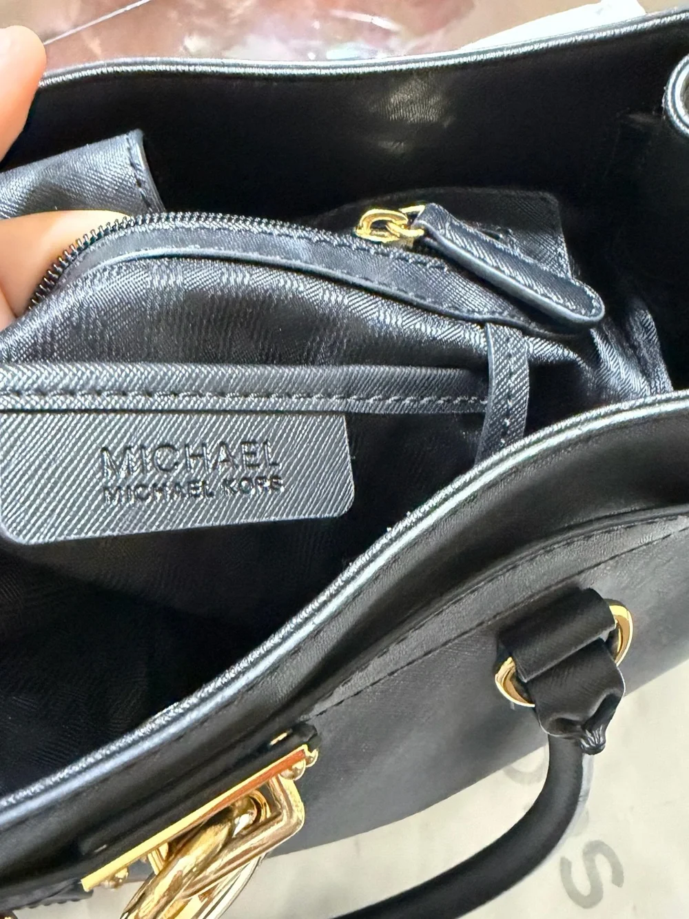 Michael Kors Black Saffiano Satchel with Gold Hardware